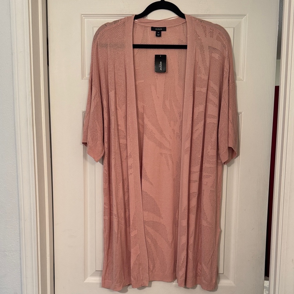 Alfani Peach knit Cardigan Naked Clay Slits on both sides very light weight